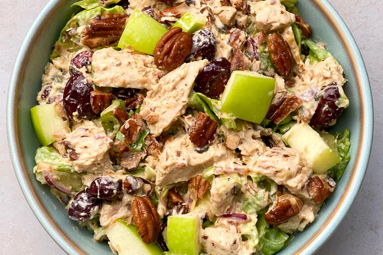 Apple Pecan Chicken Salad Bowl with Fresh Ingredients