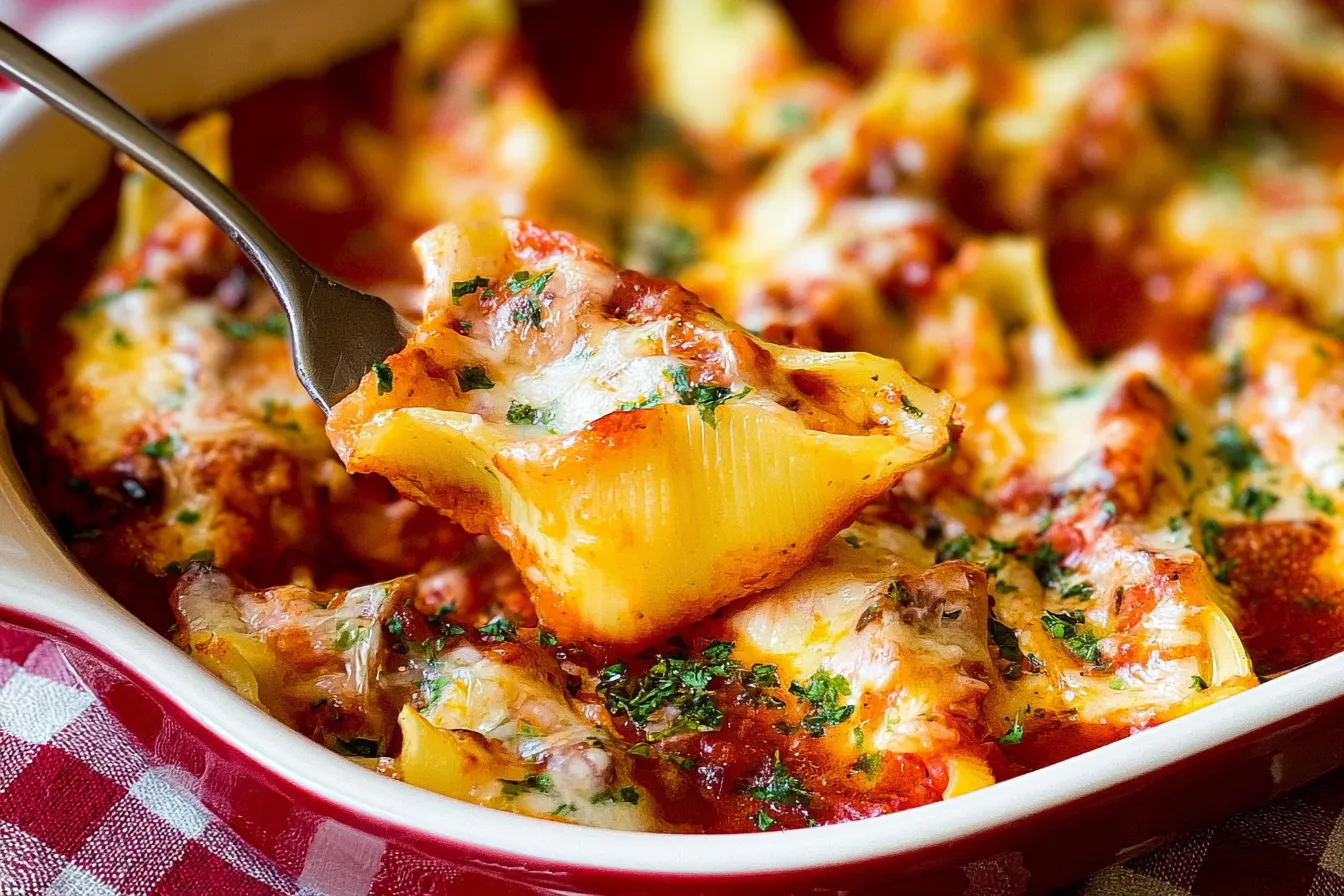 Delicious Baked Stuffed Shells on a Plate