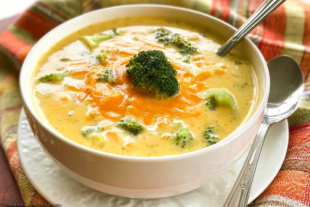 Creamy Broccoli Cheddar Soup in a Bowl