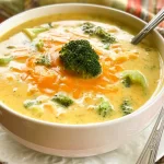 Creamy Broccoli Cheddar Soup in a Bowl