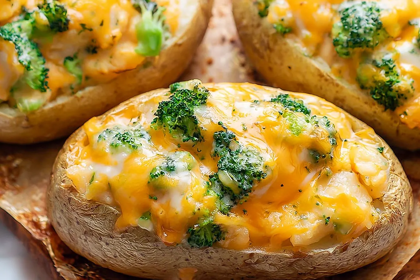 Broccoli Cheddar Stuffed Baked Potatoes