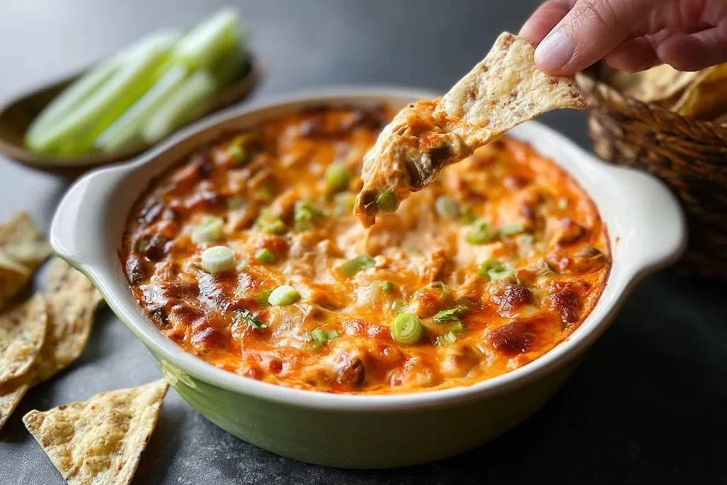 Buffalo Chicken Dip Served in a Bowl