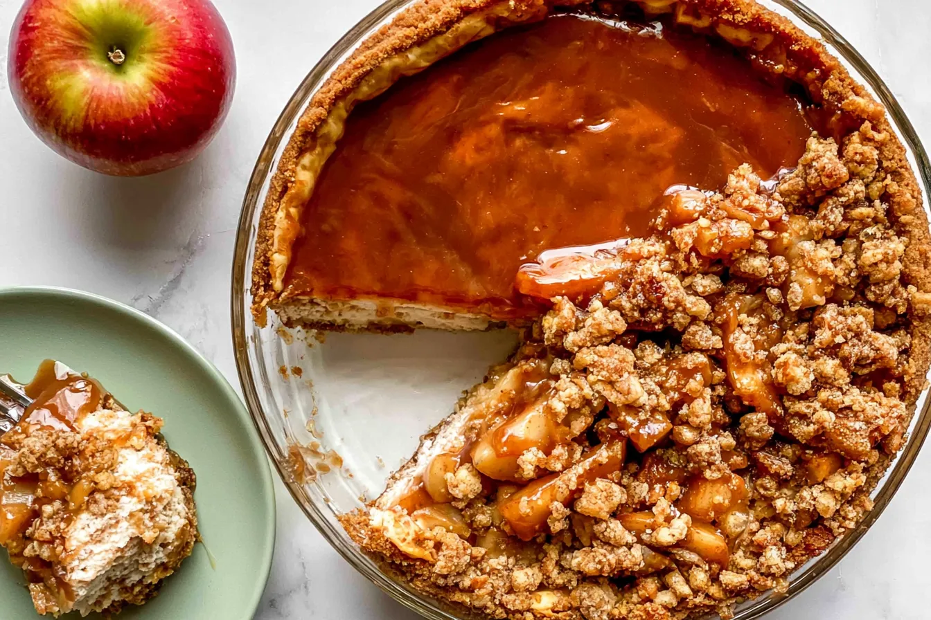 Delectable Caramel Apple Cheesecake Slices on a Plate