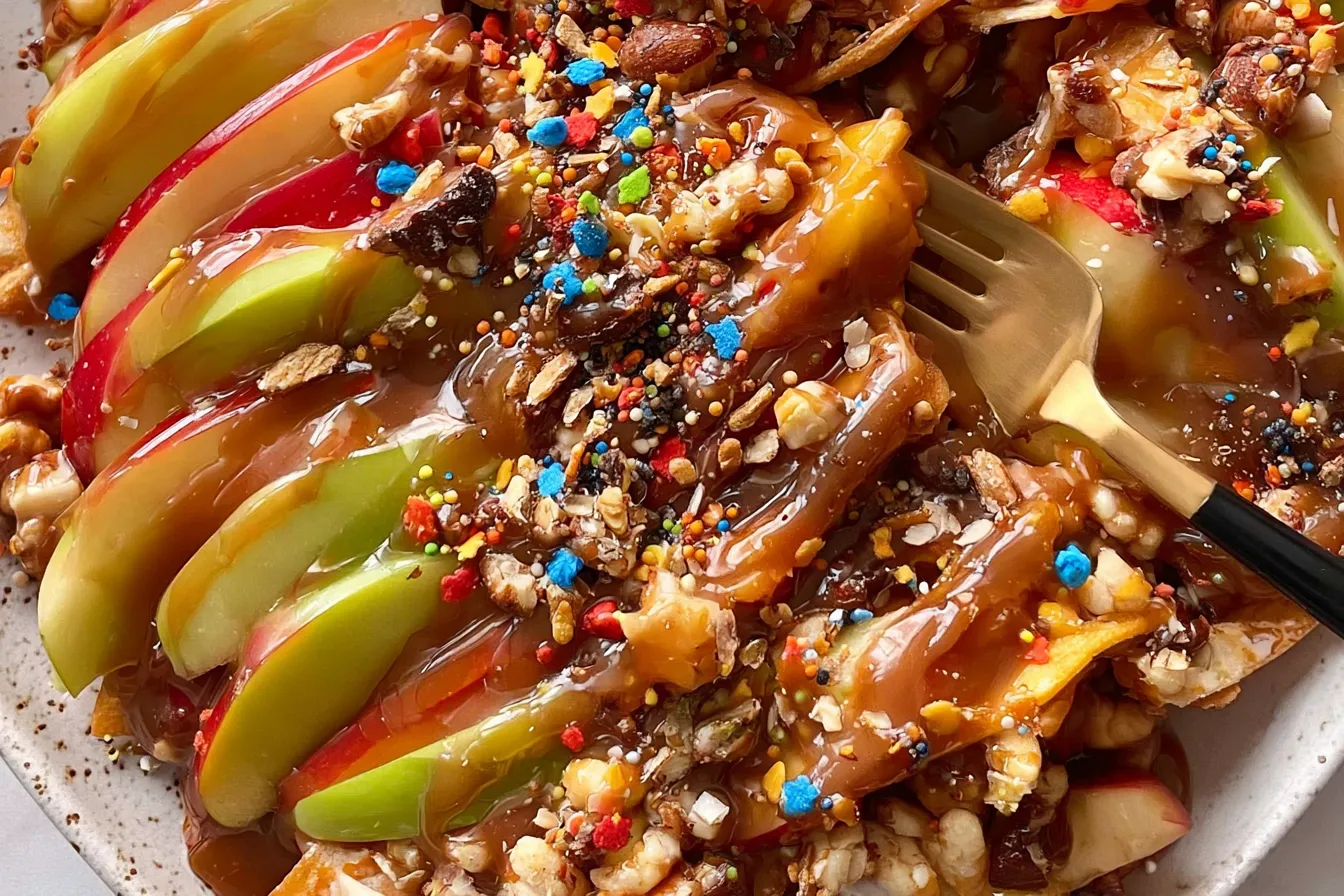 Indulgent Caramel Apple Nachos Dessert
