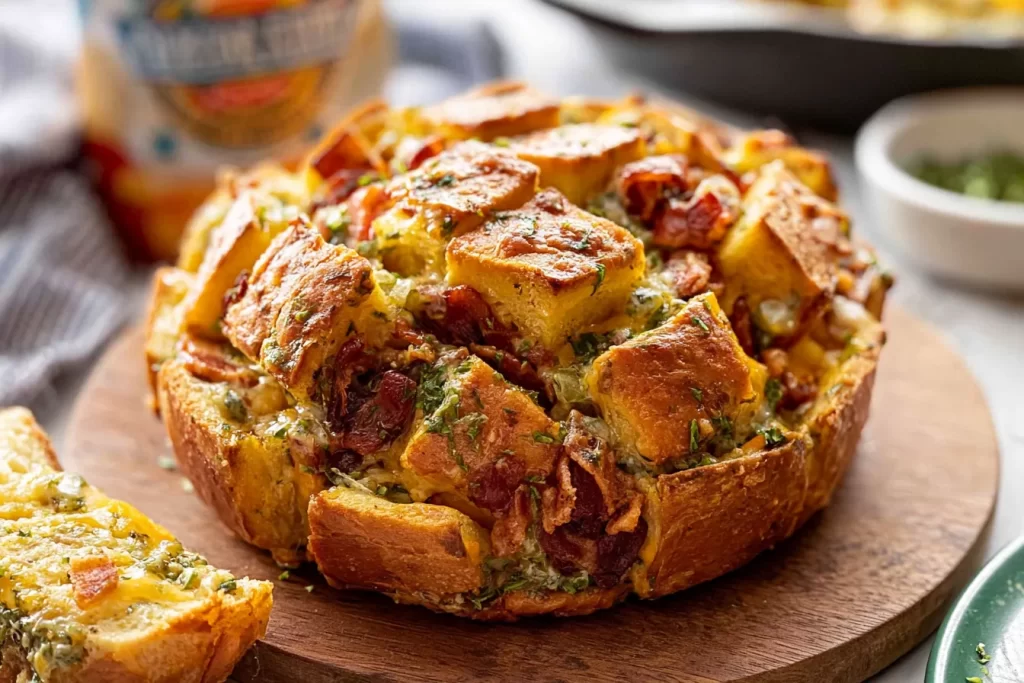 Cheddar Bacon Ranch Pull Apart Bread Fresh Out of the Oven