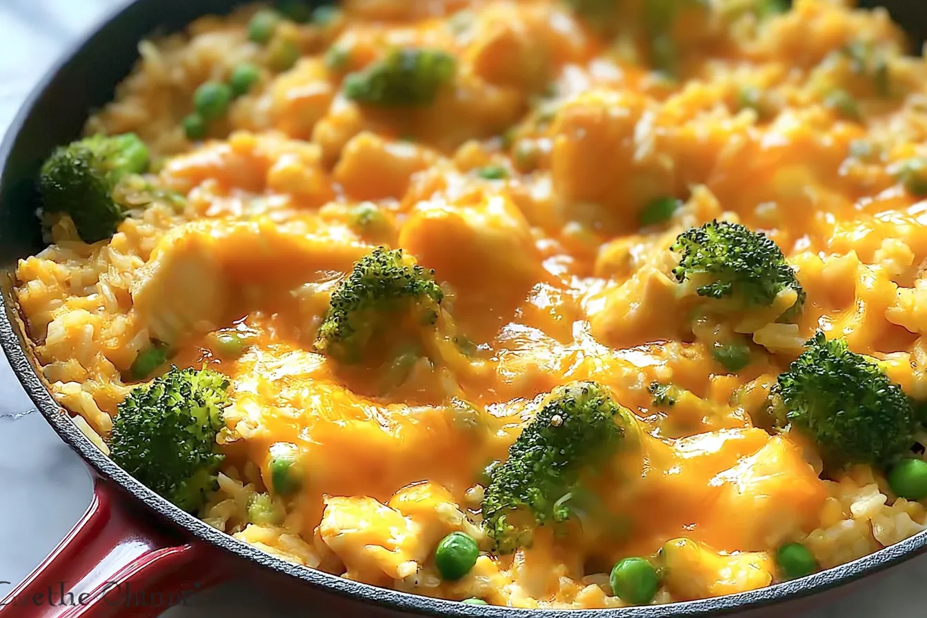 Cheesy Chicken and Rice Skillet