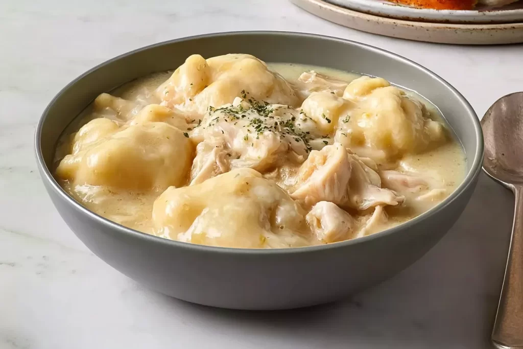 Delicious Chicken and Dumplings Served in a Bowl