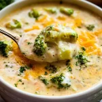Creamy Broccoli Cheddar Soup in a Rustic Bowl