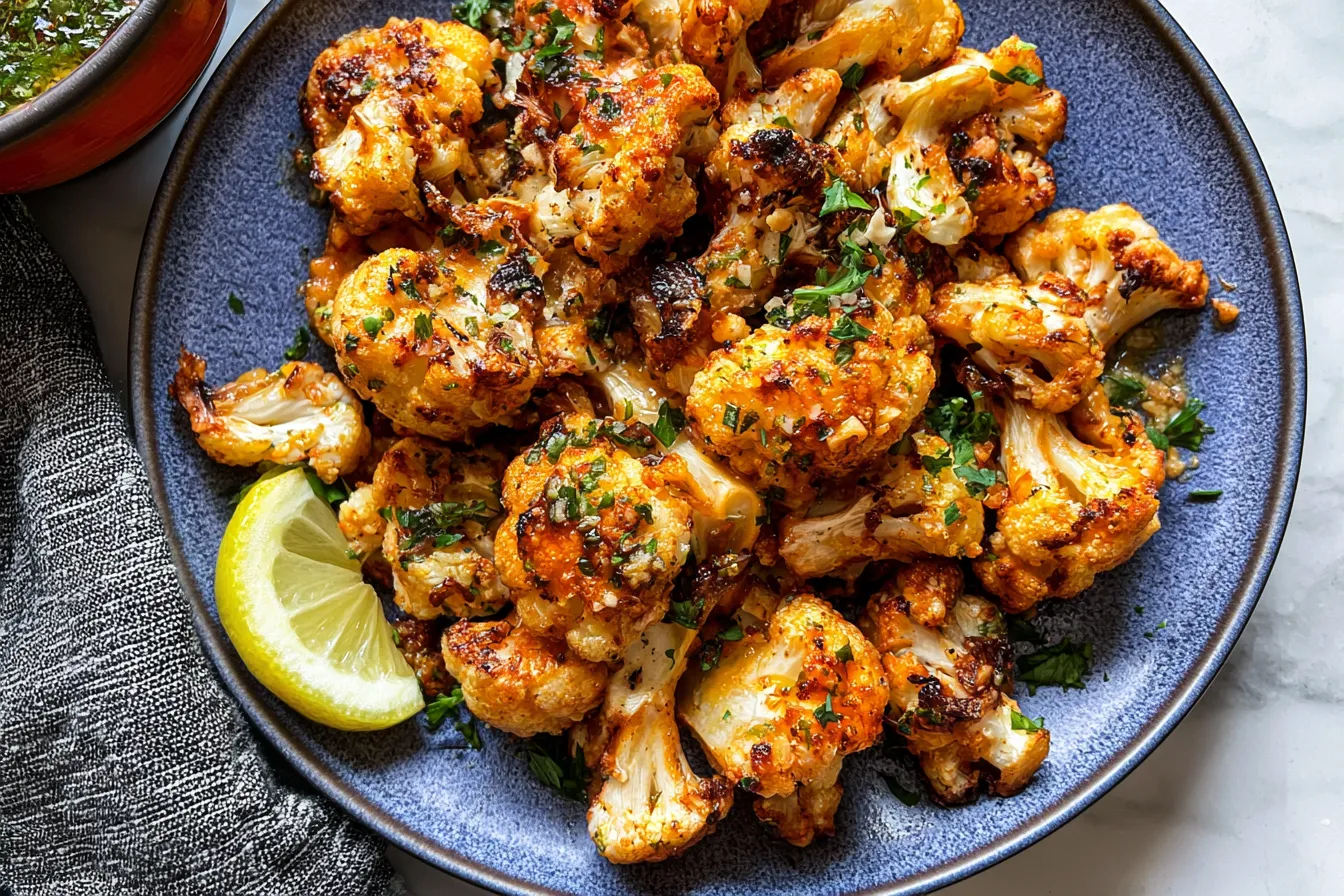 Garlic Parmesan Roasted Cauliflower Fresh out of the Oven
