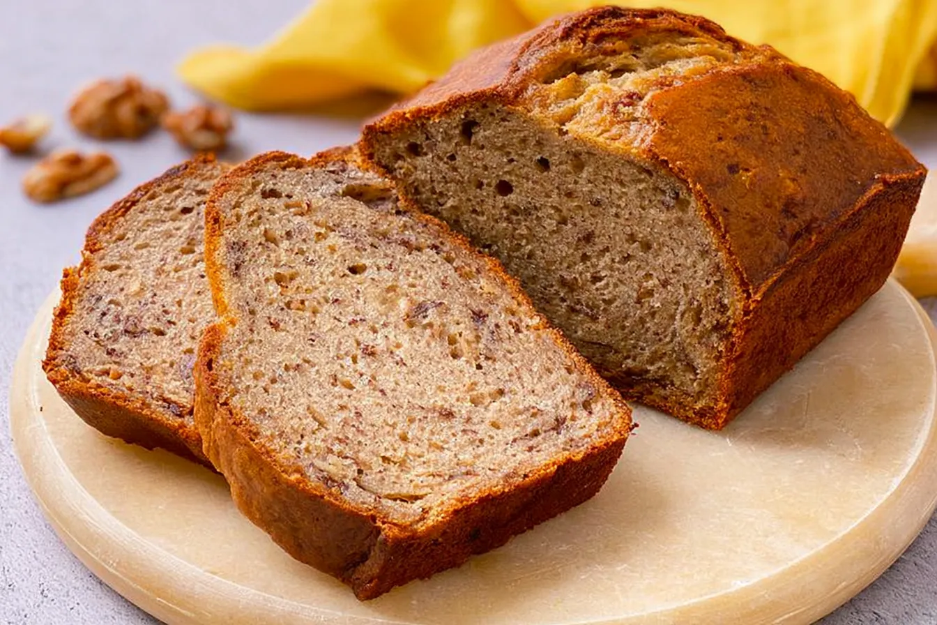 Homemade Banana Bread Freshly Baked and Sliced