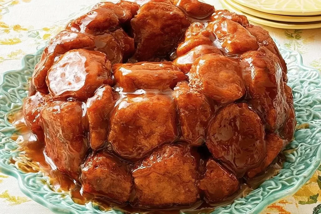 Deliciously Baked Monkey Bread on a Wooden Table