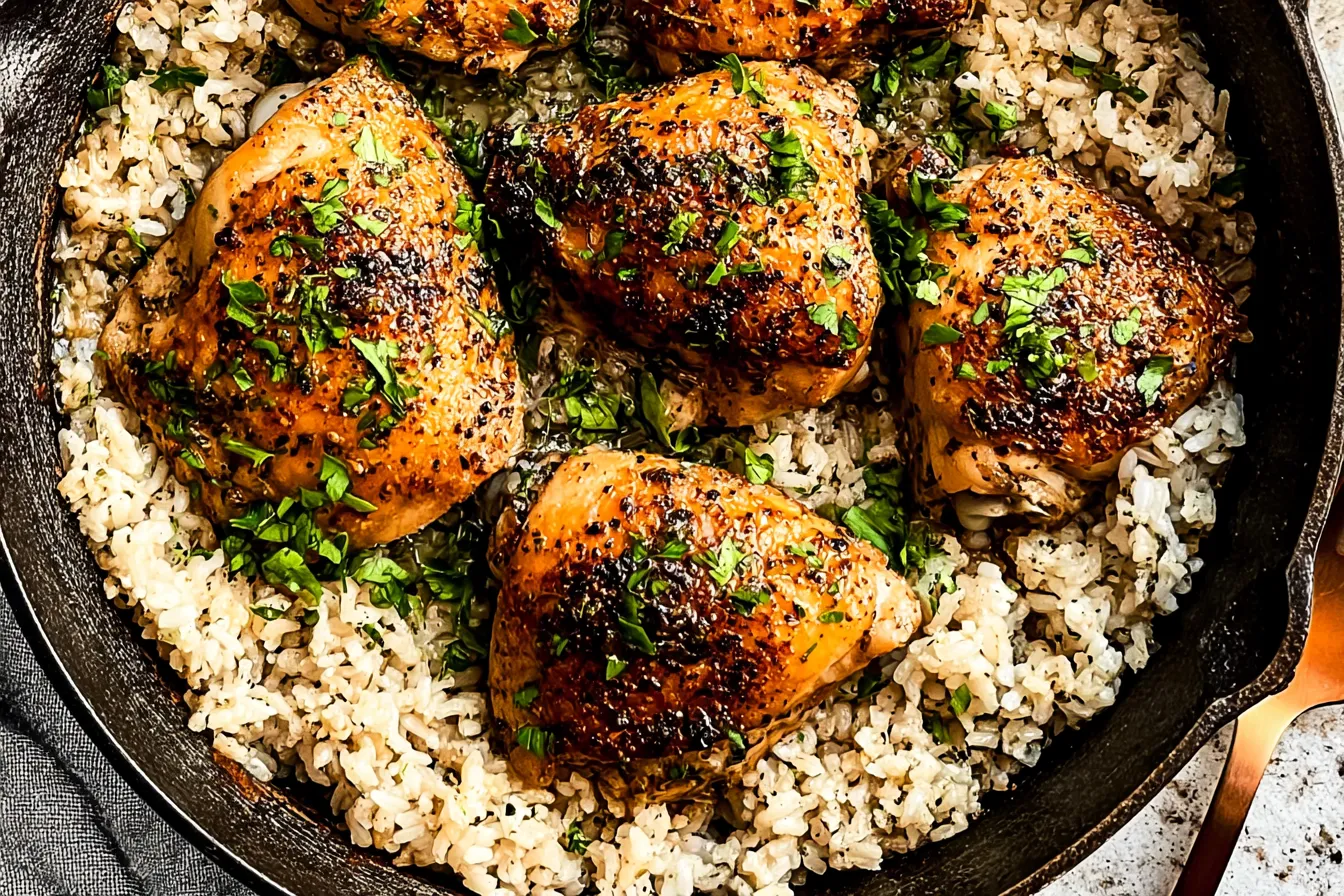 One-Pan Garlic Butter Chicken and Rice - Easy Dinner Recipe