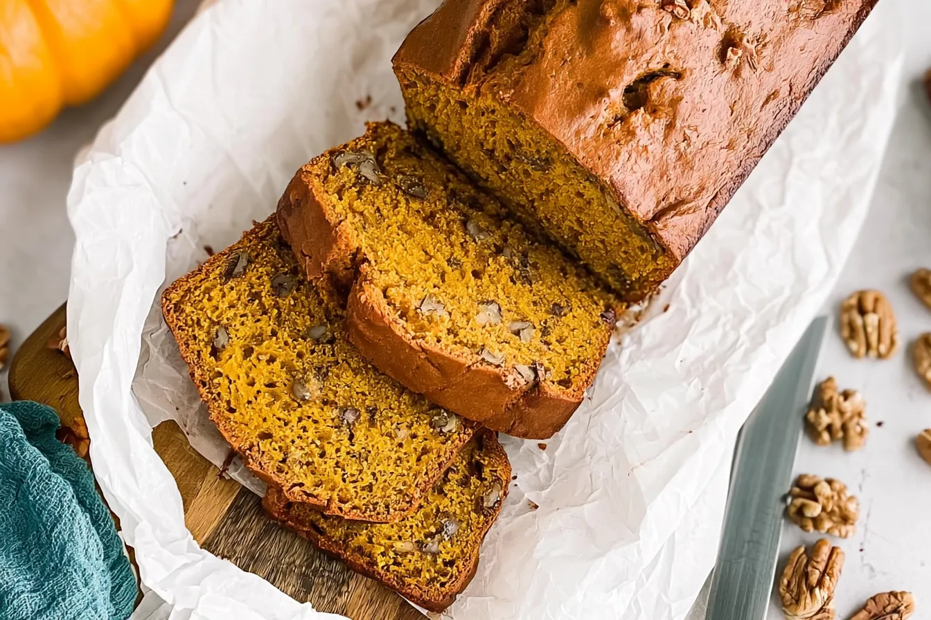 Pumpkin Banana Bread Freshly Baked in a Loaf Pan