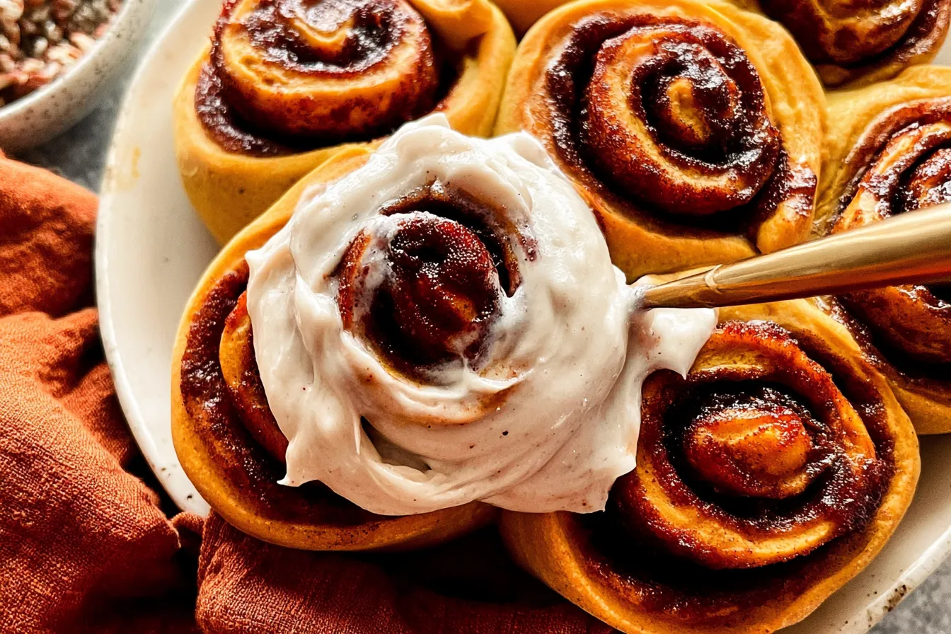 Pumpkin Cinnamon Rolls Fresh Out of the Oven