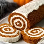 Pumpkin Roll Cake with Cream Cheese Frosting