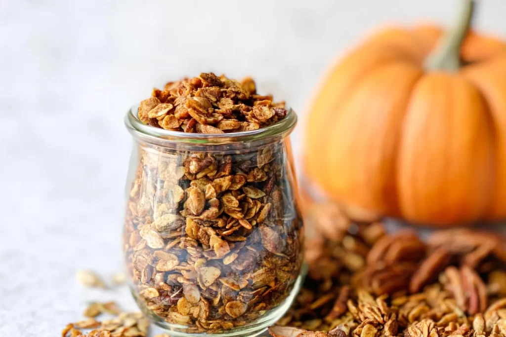 Homemade Pumpkin Spice Granola in a Bowl