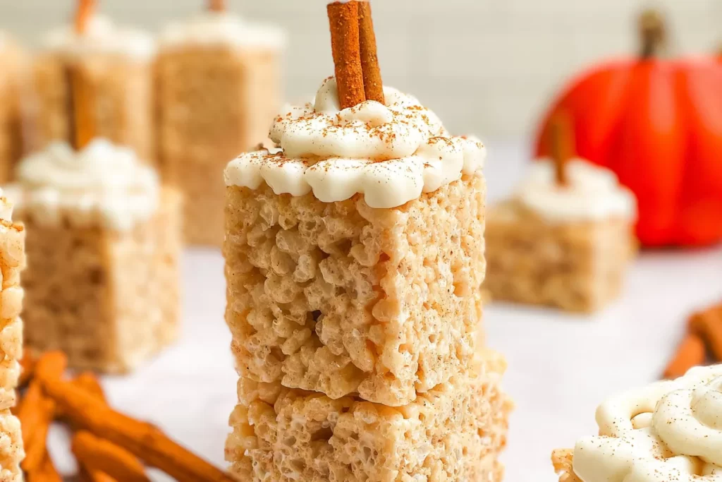 Pumpkin Spice Rice Krispie Treats in a Festive Setting