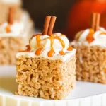 Pumpkin Spice Rice Krispie Treats on a Fall-Themed Plate