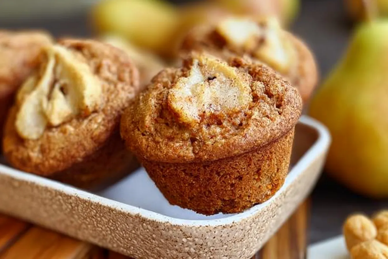 Homemade Spiced Pear Muffins Fresh Out of the Oven