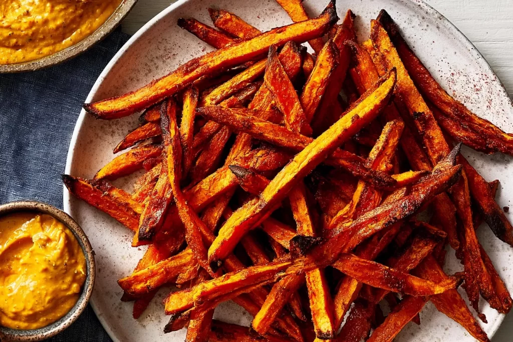 Crispy Sweet Potato Fries on a Plate
