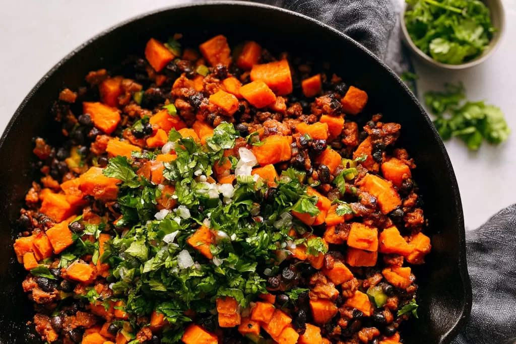 Turkey and Sweet Potato Skillet in a Pan
