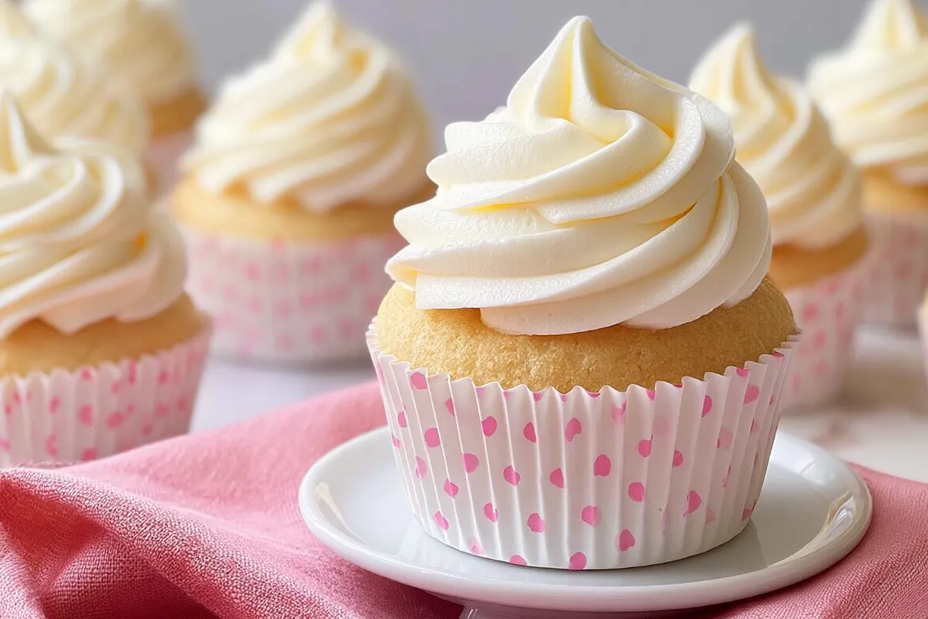 Homemade Vanilla Cupcakes with Buttercream Frosting