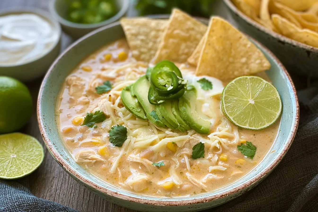 Delicious White Chicken Chili in a Bowl